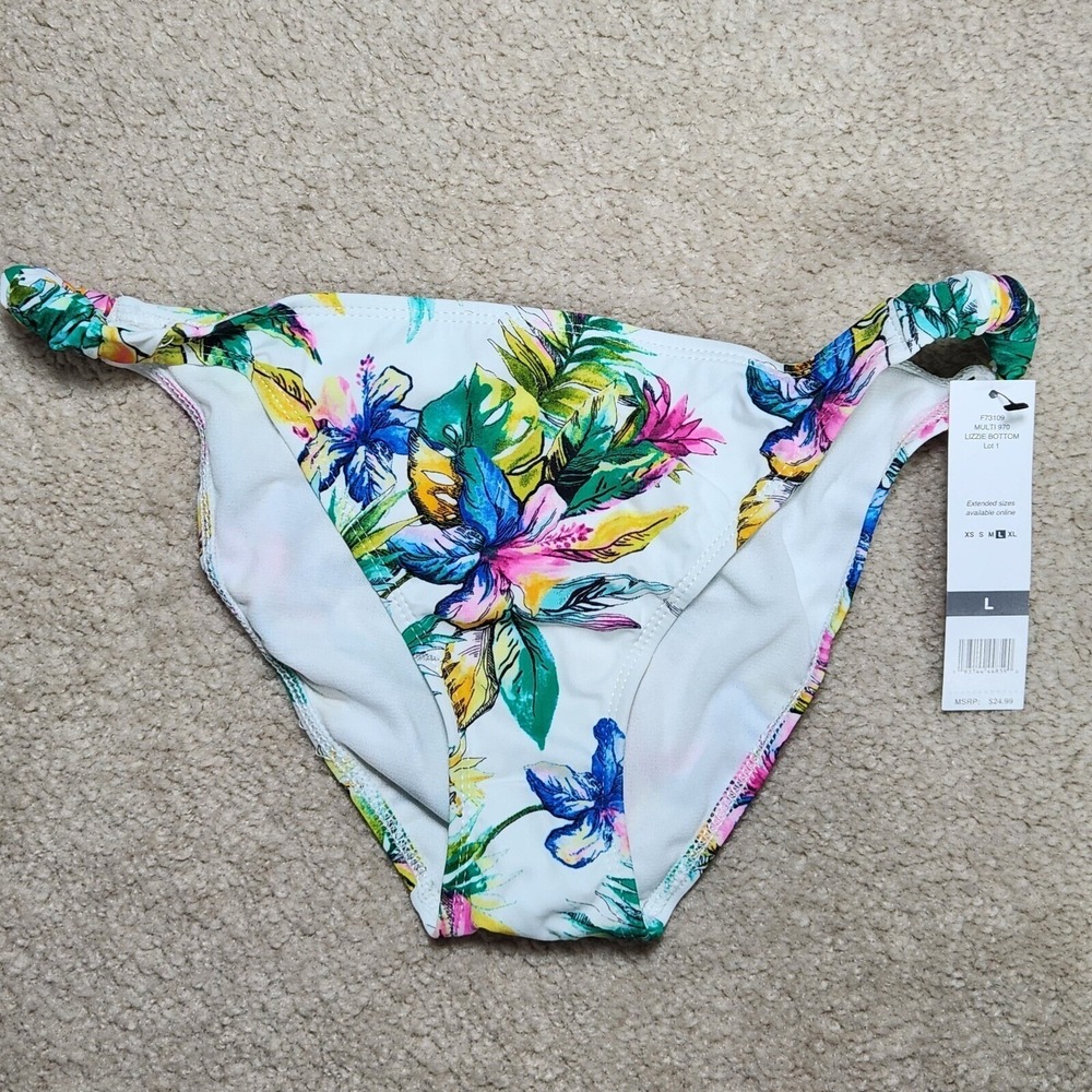 Sundazed Lizzie Shirred Strap Floral Bikini Bottom‎ Swimsuit Tropical New Size M